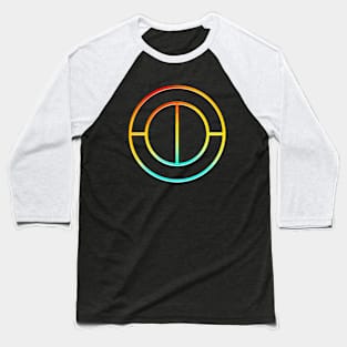 Neon Geometric Glyph Mandala Sigil Rune Sign Seal Cyan Red and Yellow  -  100 Baseball T-Shirt